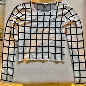 Checkered Long Sleeve Crop Top